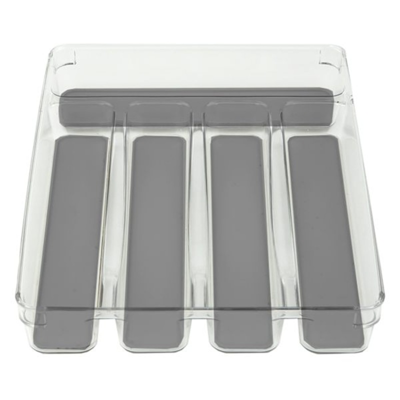 White Cutlery Tray with Grey Rubber Base, 9×12