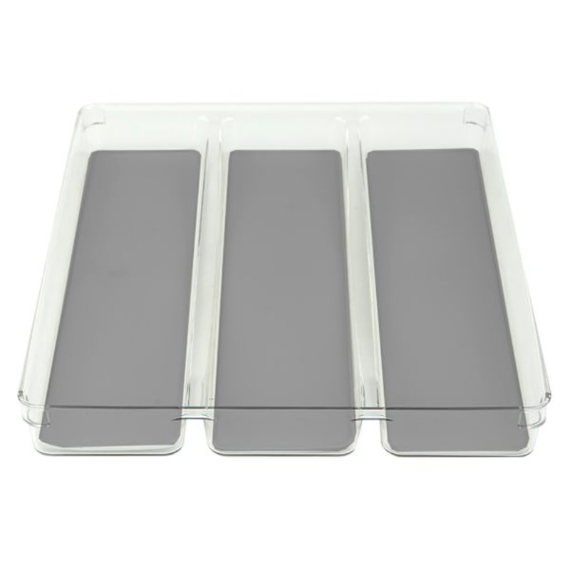 White Utensil Tray with Grey Rubber Base, 12×15