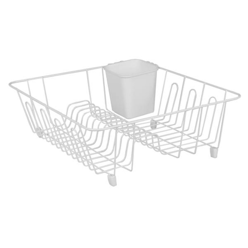 White Wire Dish Rack with Holder