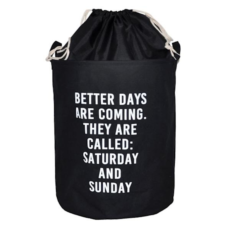 Better Days are Coming Collapsible Laundry Hamper with Drawstring Liner, Black