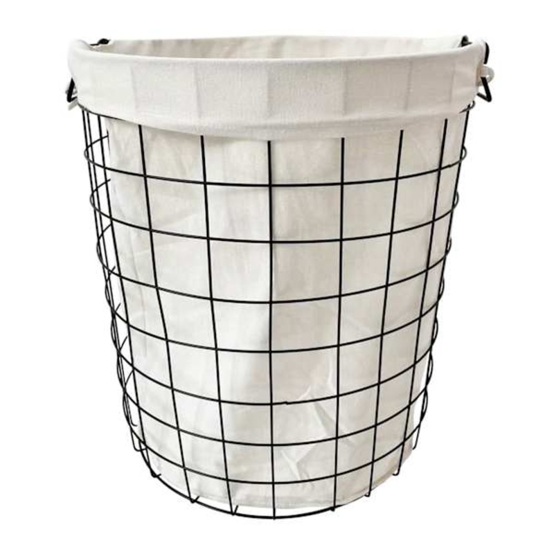 Black Metal Laundry Hamper with Handles, Large