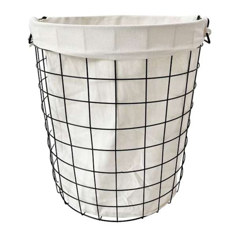 Black Metal Laundry Hamper with Handles, Small