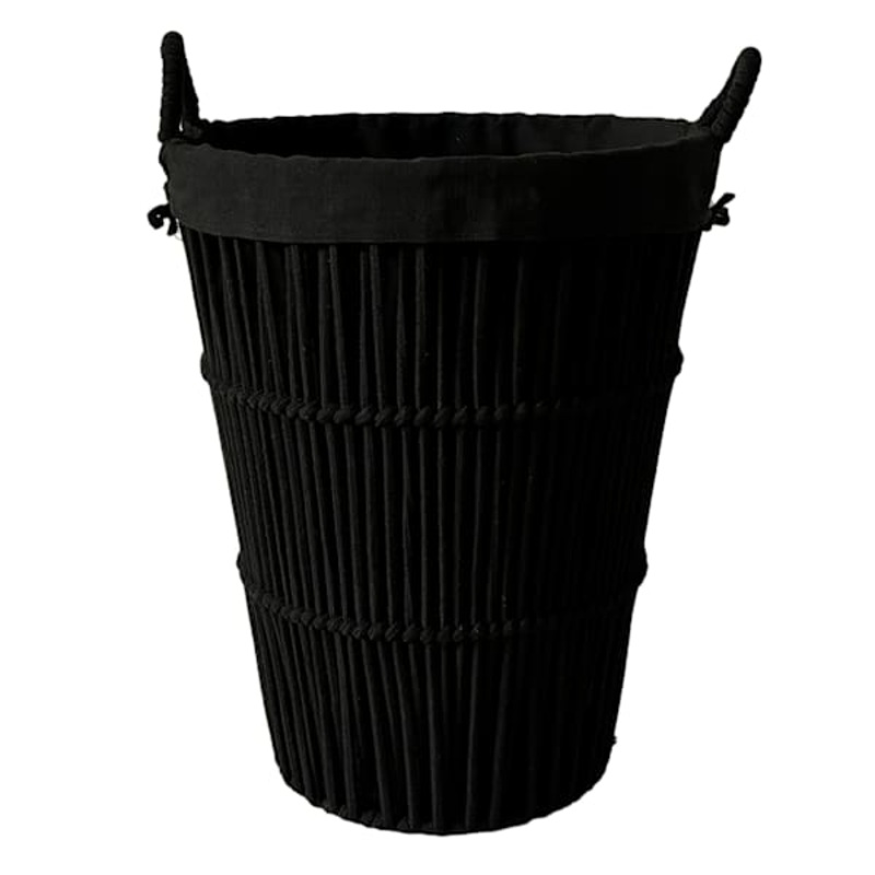 Crosby St. Black Poly Rope Round Laundry Hamper