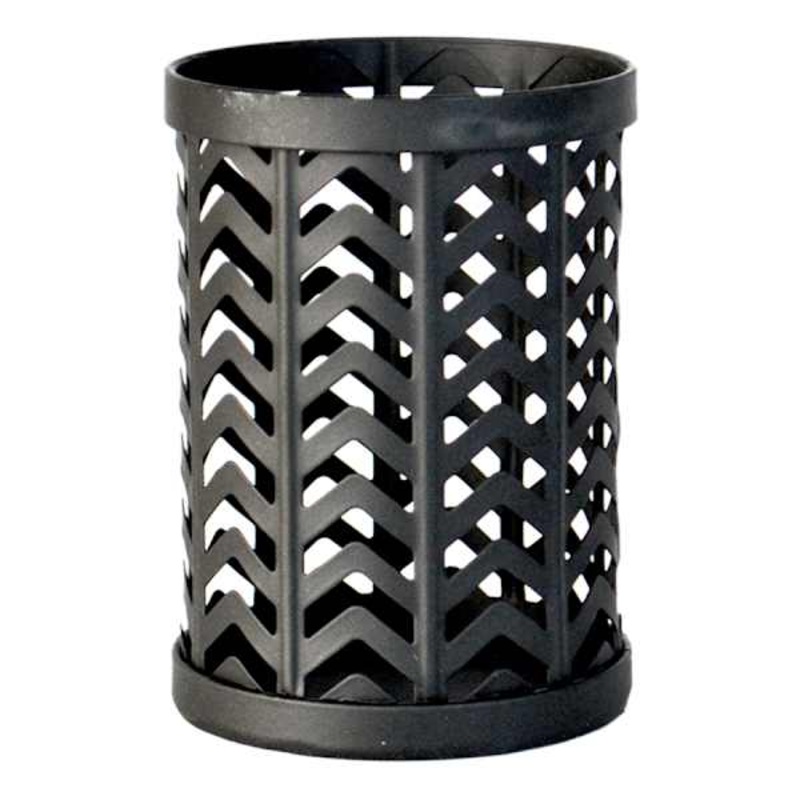 Matte Black Chevron Punched Metal Pencil Cup