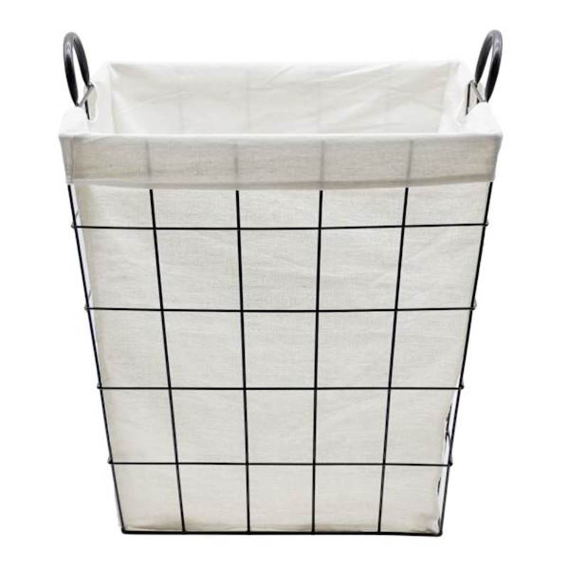 Metal Wire Laundry Hamper, Black