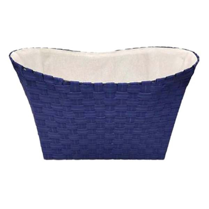 Non Woven Oval Bottom Laundry Basket with Liner, Navy Blue