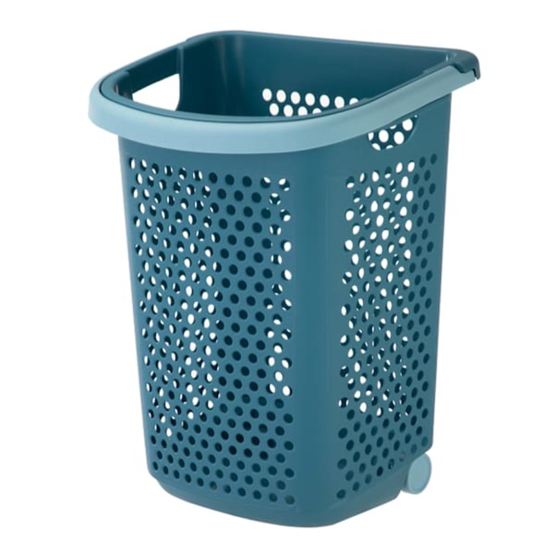 Rolling Laundry Hamper with Handle, Blue