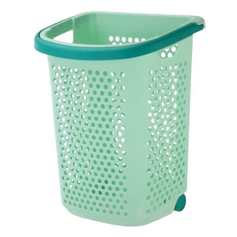 Rolling Laundry Hamper with Handle, Green