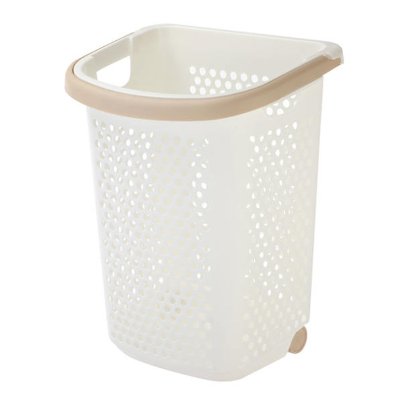 Rolling Laundry Hamper with Handle, White