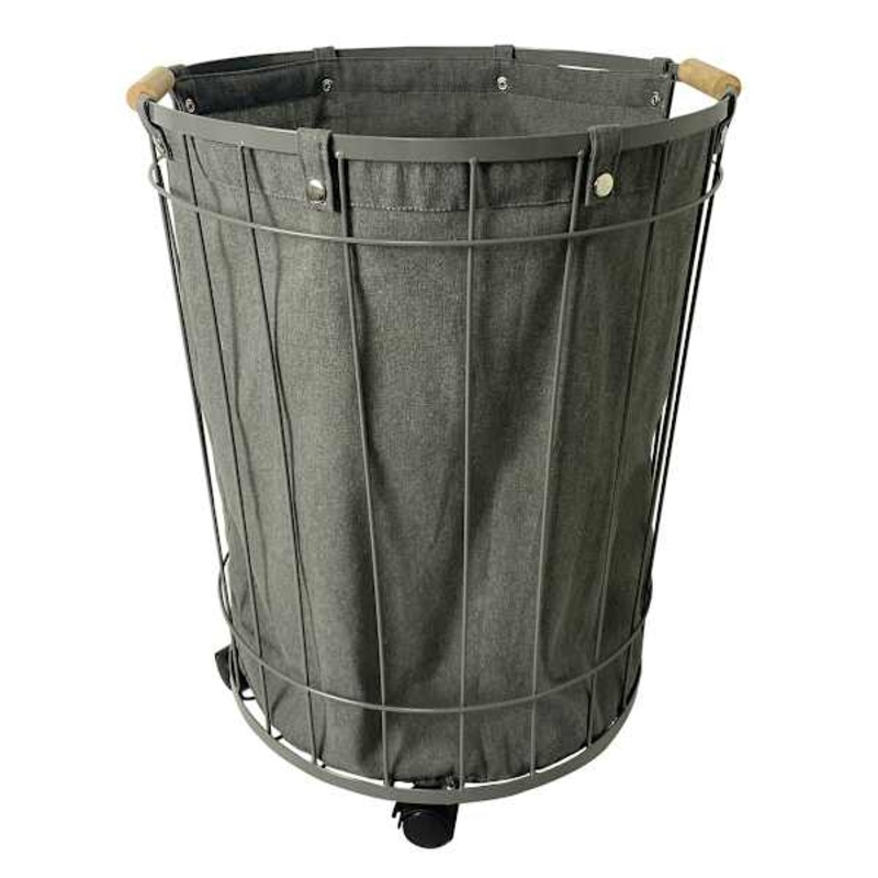 Rolling Wire Hamper, Grey