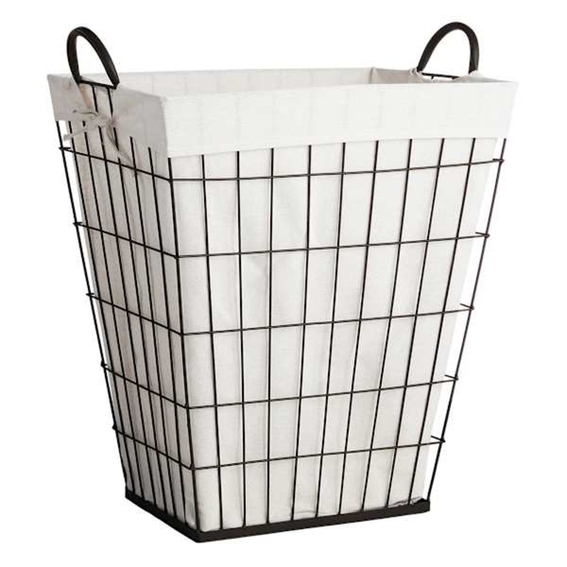 Tapered Metal Wire Laundry Hamper with Removable Liner, Brown