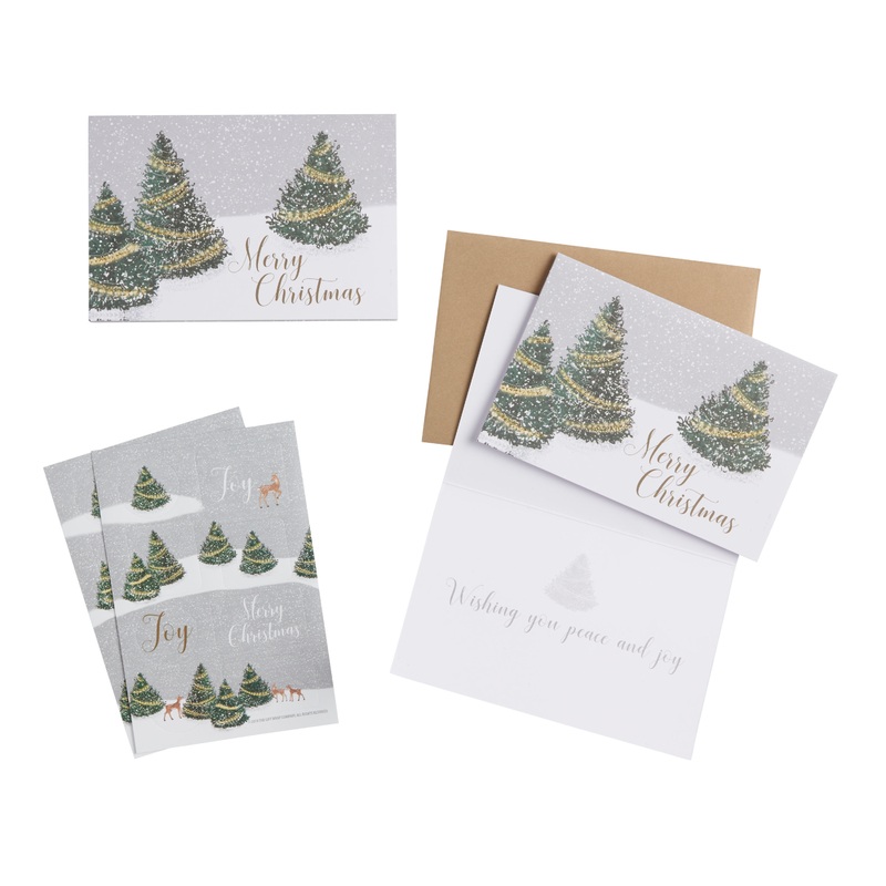 Snowy Christmas Trees Boxed Holiday Cards 15 Count
