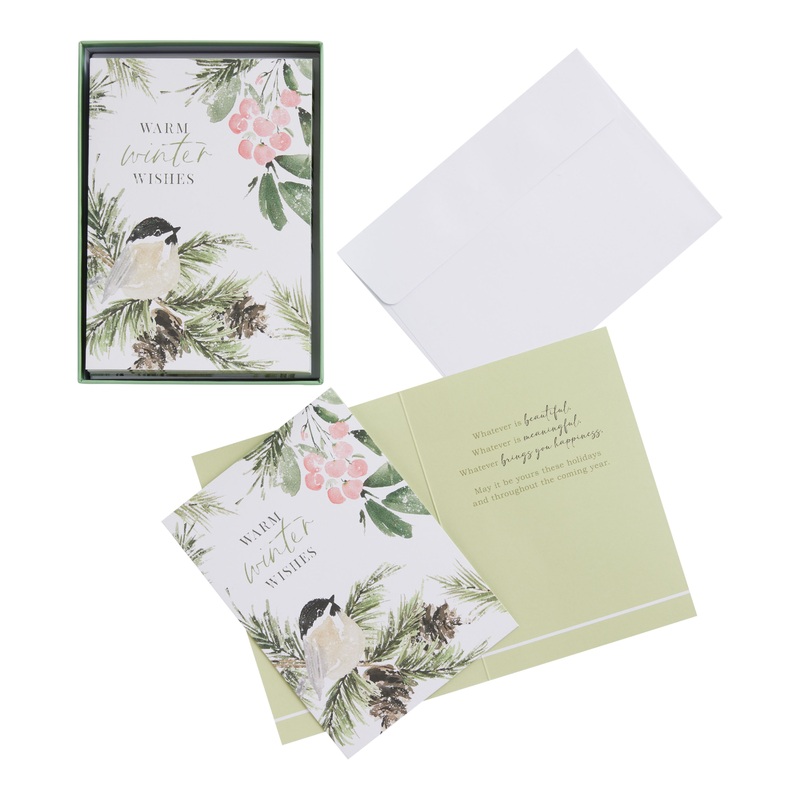 Warm Winter Wishes Bird Boxed Holiday Cards 15 Count