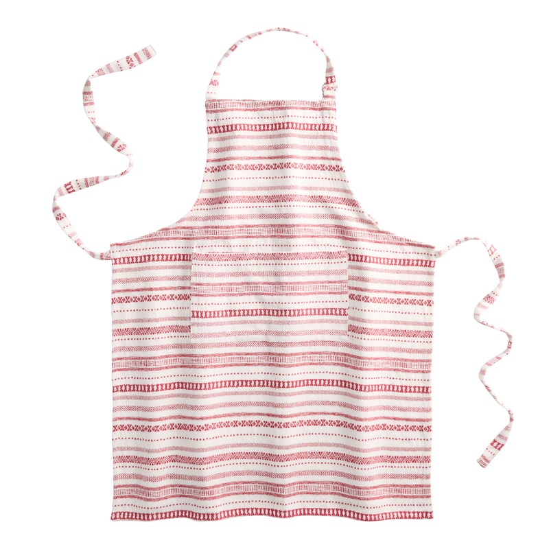 White and Red Fair Isle Jacquard Apron