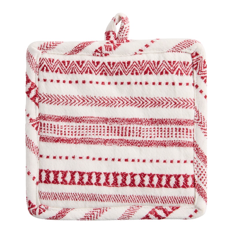 White and Red Fair Isle Jacquard Potholder