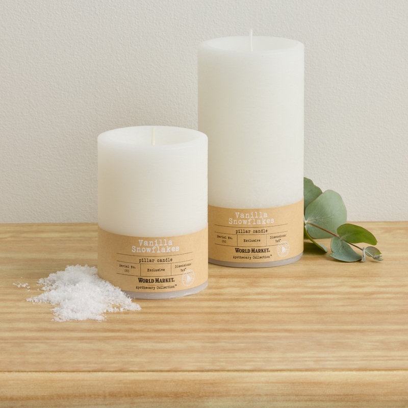 Apothecary Vanilla Snowflakes Pillar Scented Candle