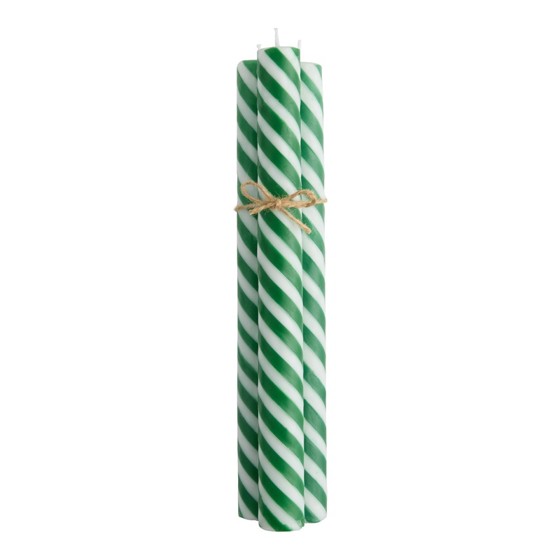 Striped Candy Cane Taper Candles 3 Pack