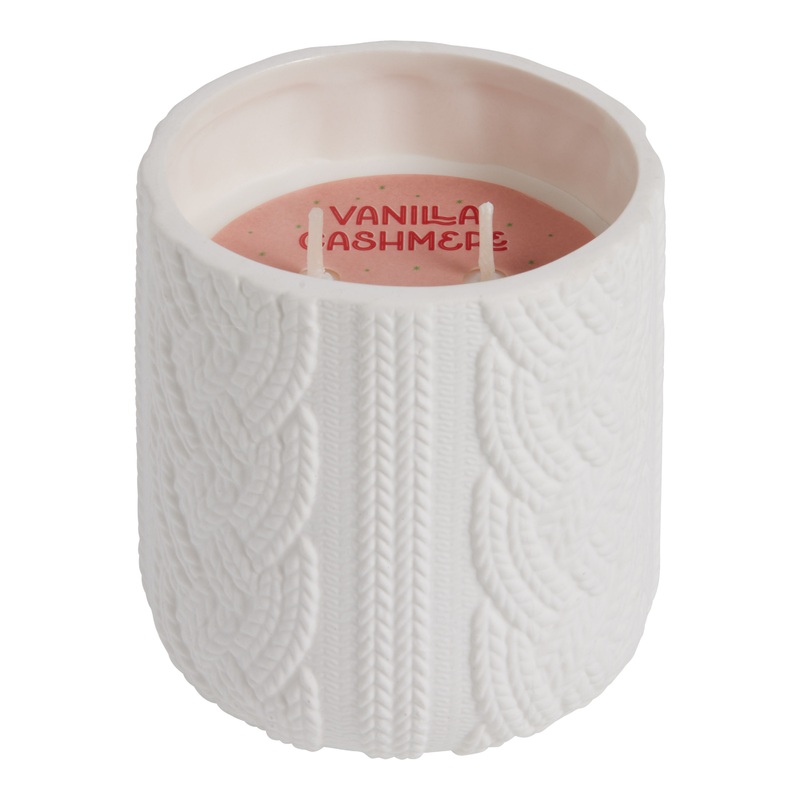 White Cable Knit Vanilla Cashmere Scented Candle