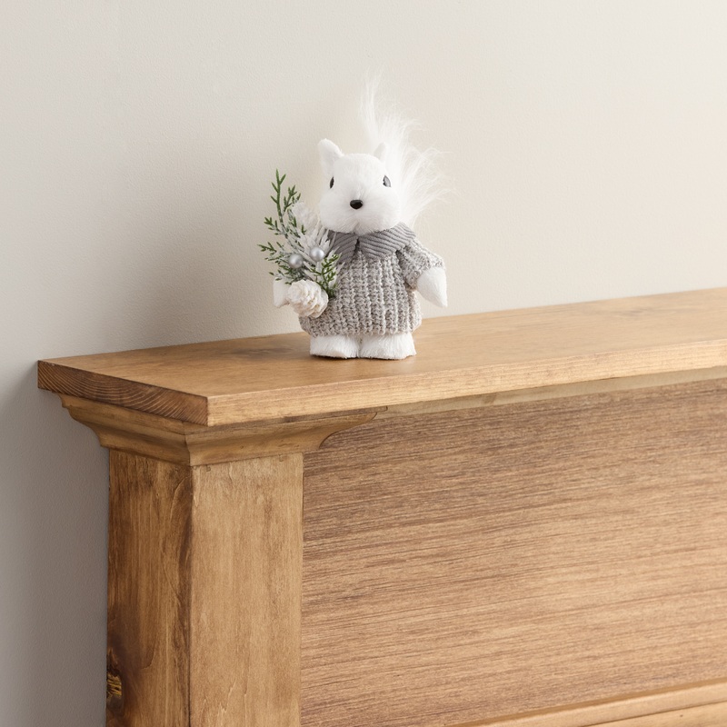 White Fabric Squirrel with Greenery Decor