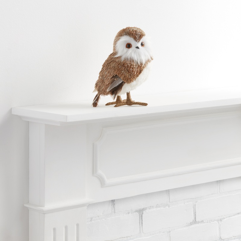 White Natural Fiber Gilded Grove Owl Decor