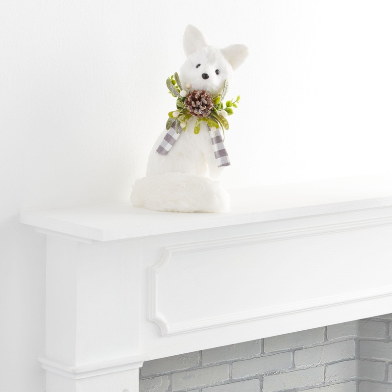 White Sisal Standing Fox Decor