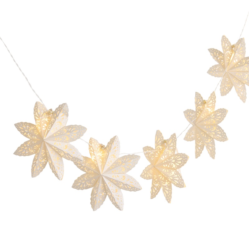 White Snowflake LED Battery Operated String Lights