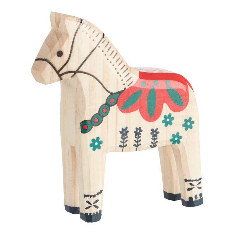 Wood Folkloric Dala Horse Decor