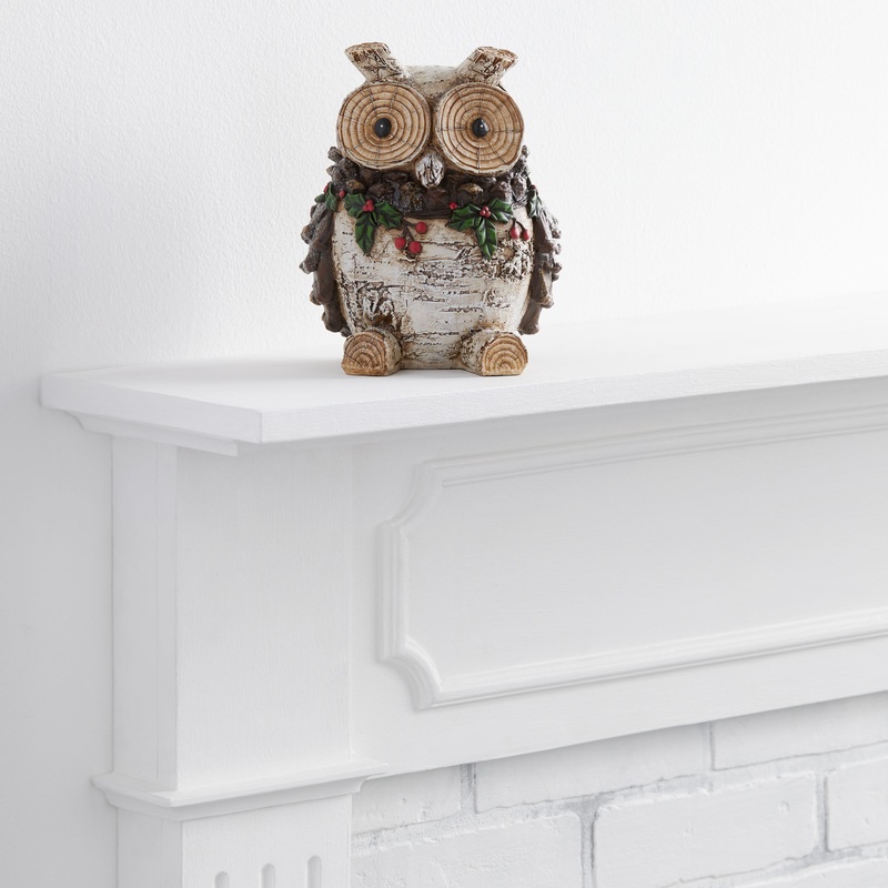 Woodland Owl with Holly Decor