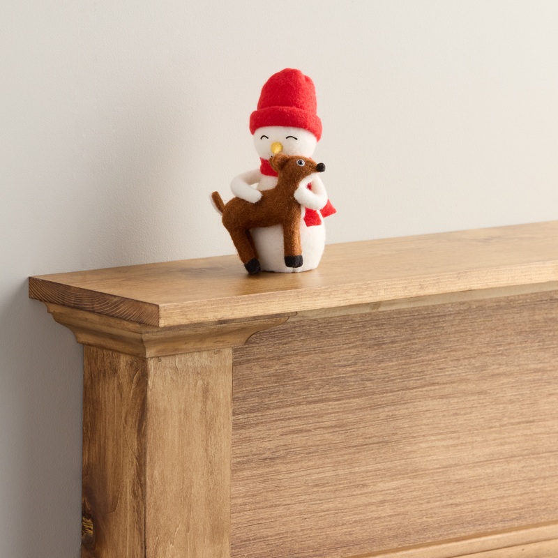 Wool Snowman and Deer Decor