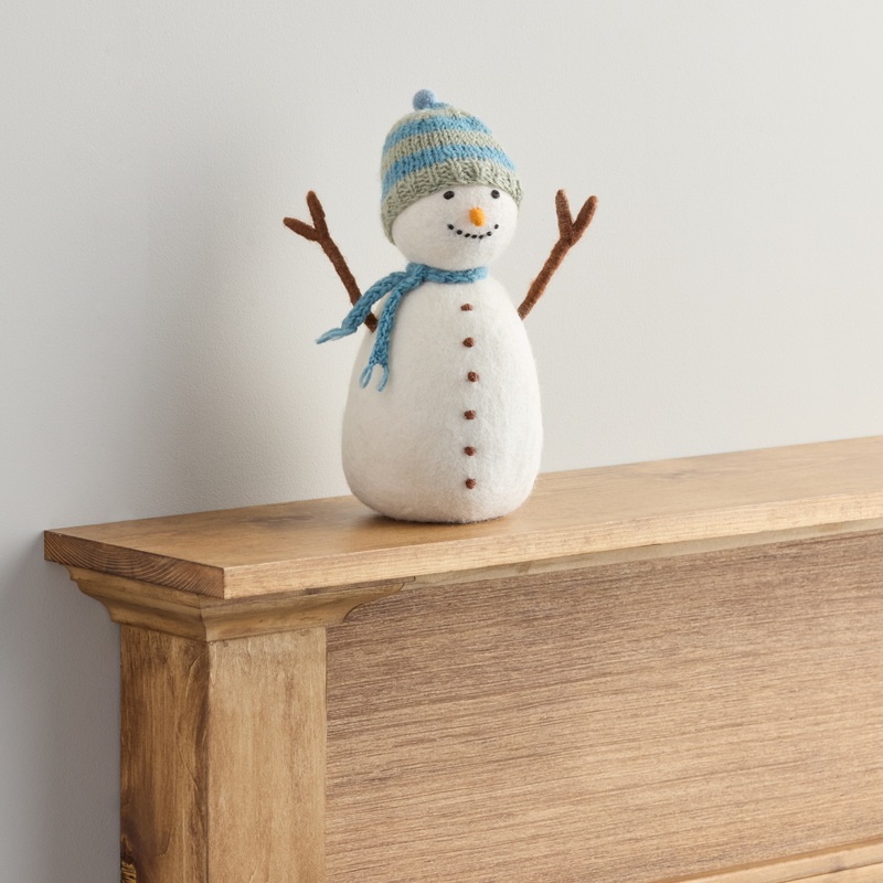 Wool Snowman with Knit Cap Decor