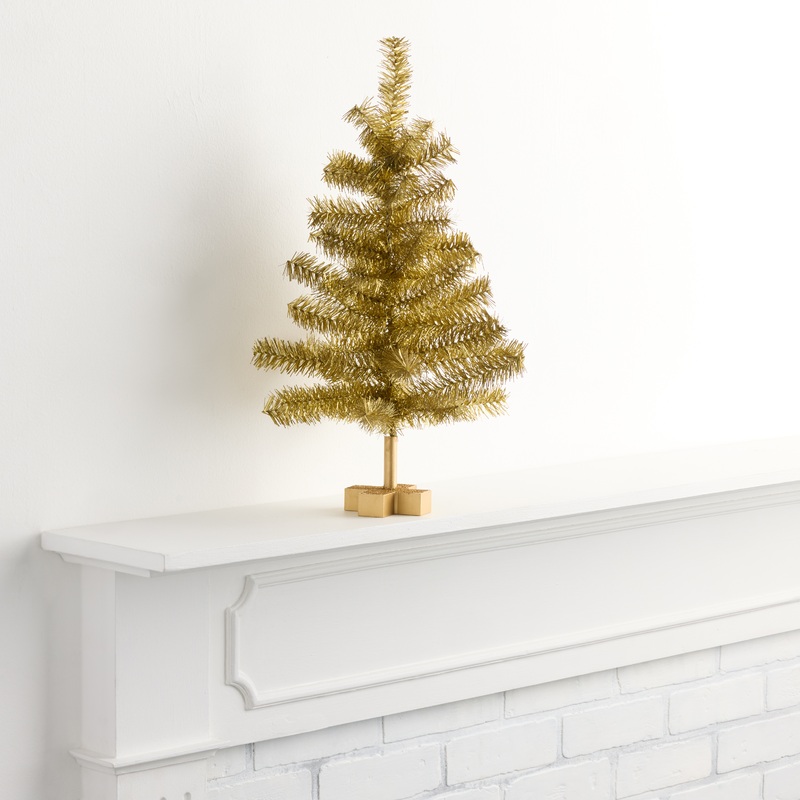 Antique Gold Tinsel Christmas Tree Dcor