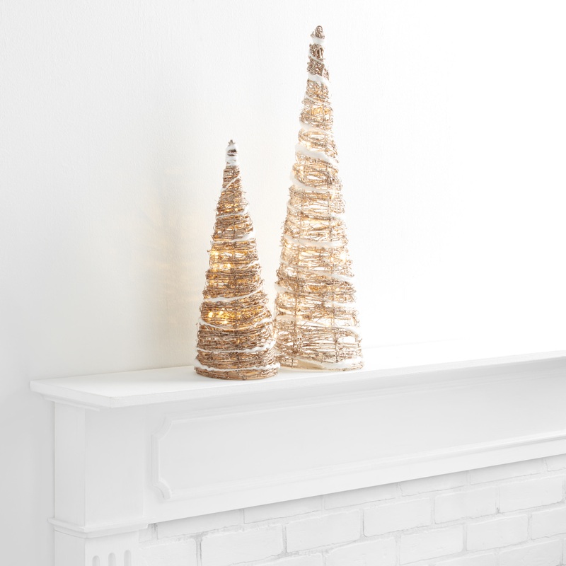 Vine and Fabric LED Light Up Tabletop Tree Decor