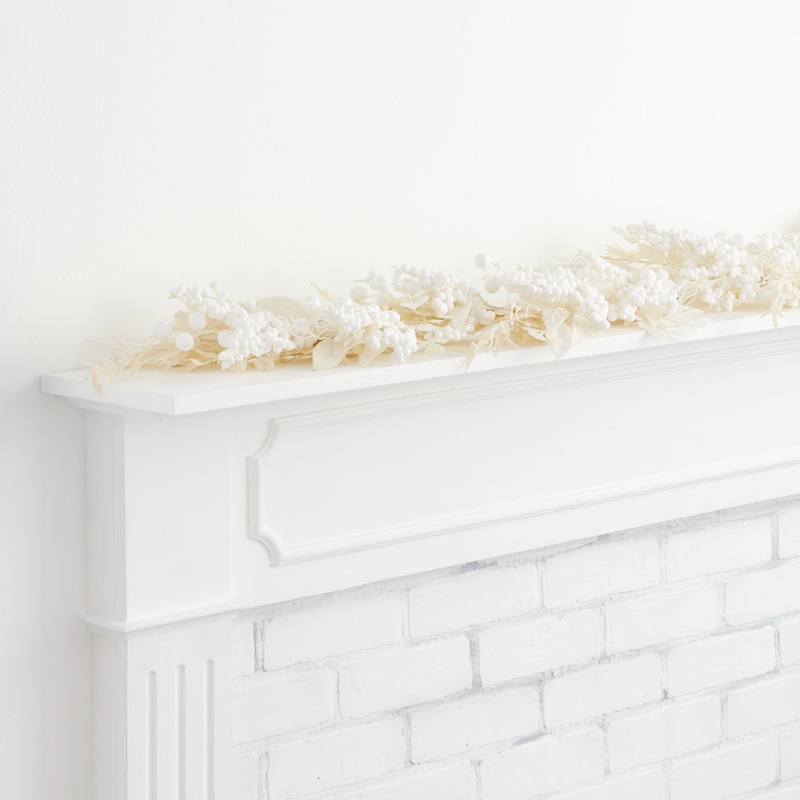 White Faux Berries and Greenery Garland