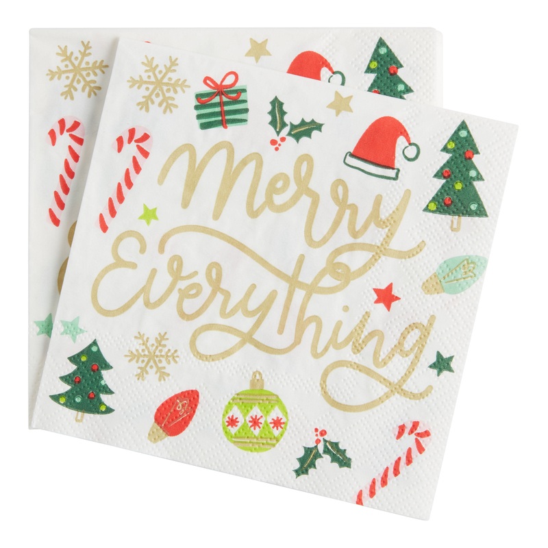 20 Count Merry Everything Holiday Beverage Napkins Set of 2