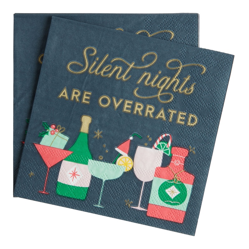 20 Count Silent Nights Holiday Beverage Napkins Set of 2