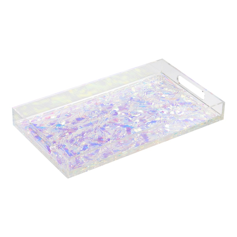 Acrylic Iridescent Tinsel Serving Tray