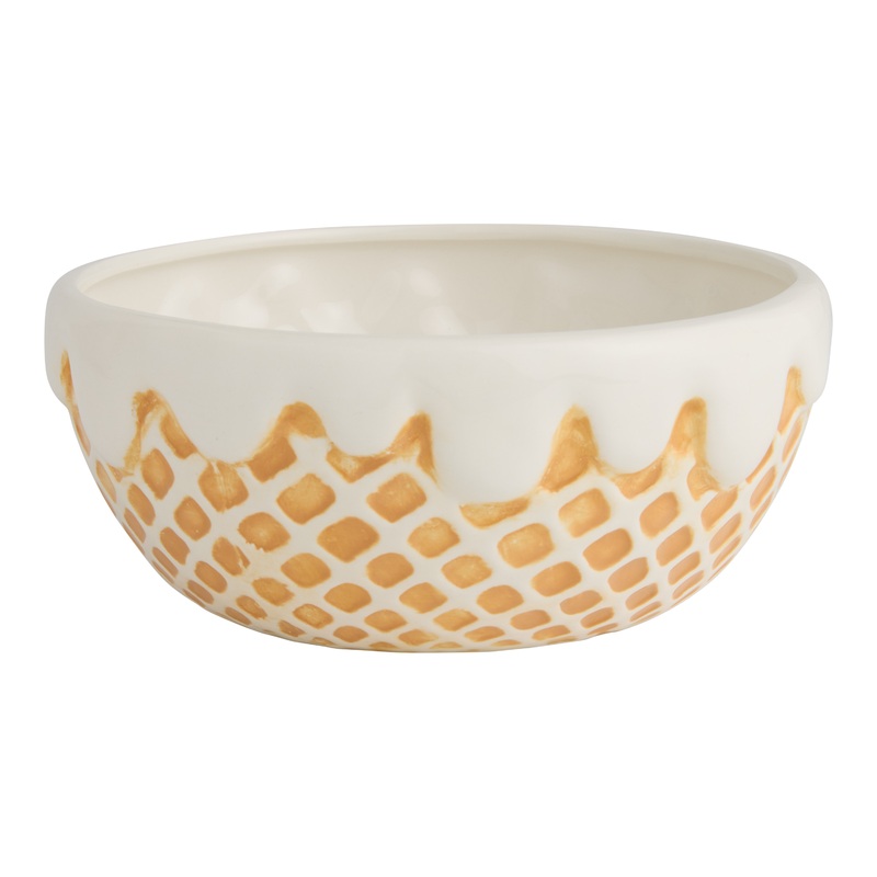 Waffle Cone Hand Painted Figural Serving Bowl
