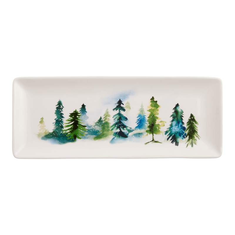 Watercolor Winter Trees Serving Platter