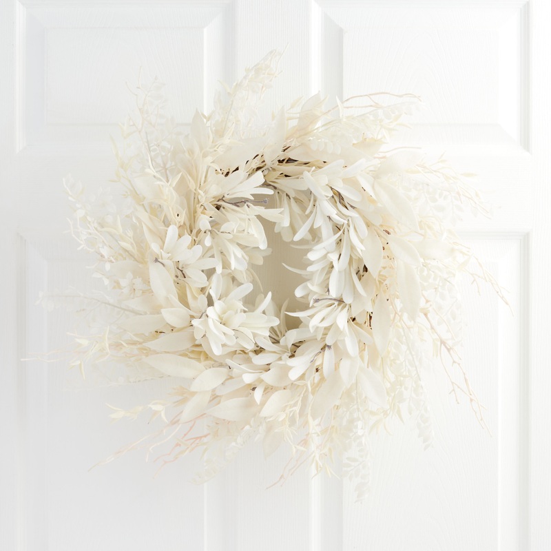 White Faux Berries and Greenery Wreath