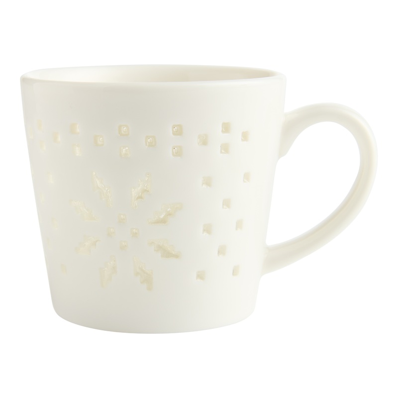 Stenciled Snowflake Porcelain Espresso Mug