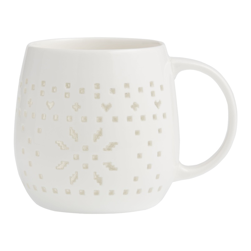 Stenciled Snowflake Porcelain Mug