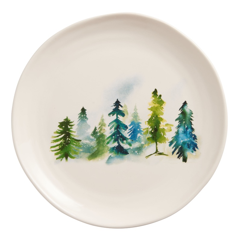 Watercolor Winter Tree Salad Plate