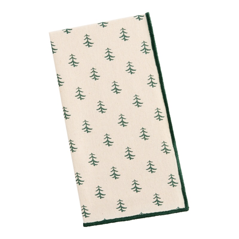 White and Green Nordic Tree Napkin