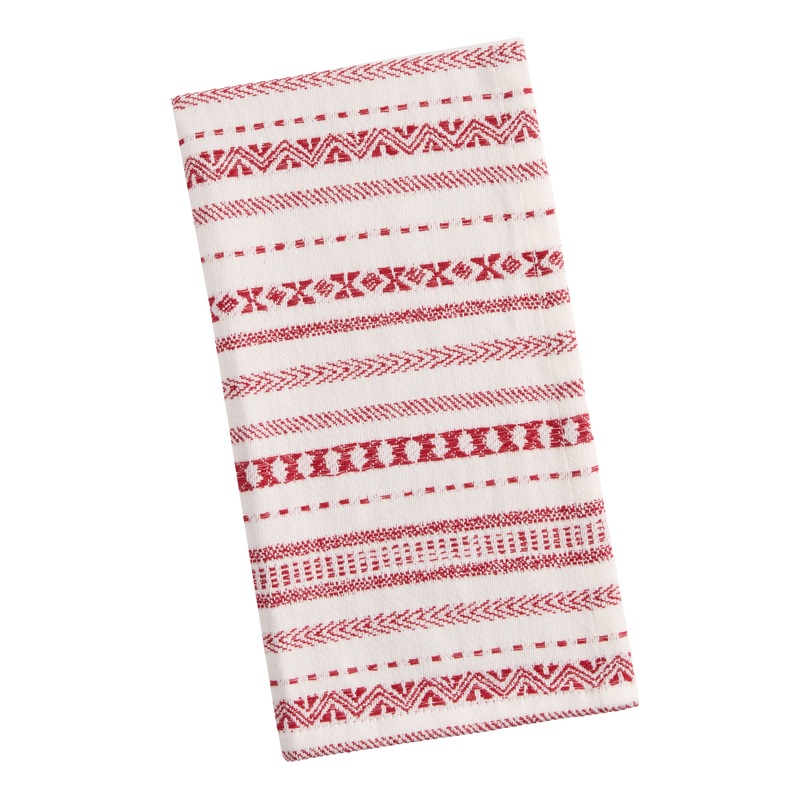 White and Red Fair Isle Jacquard Napkin