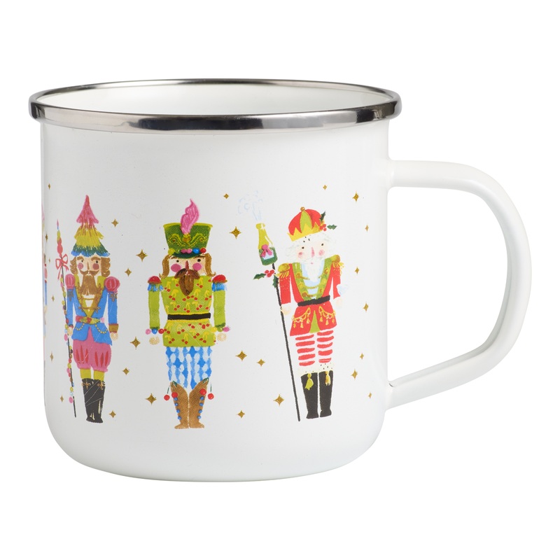 White Jingle Mingle Nutcracker Enameled Steel Mug