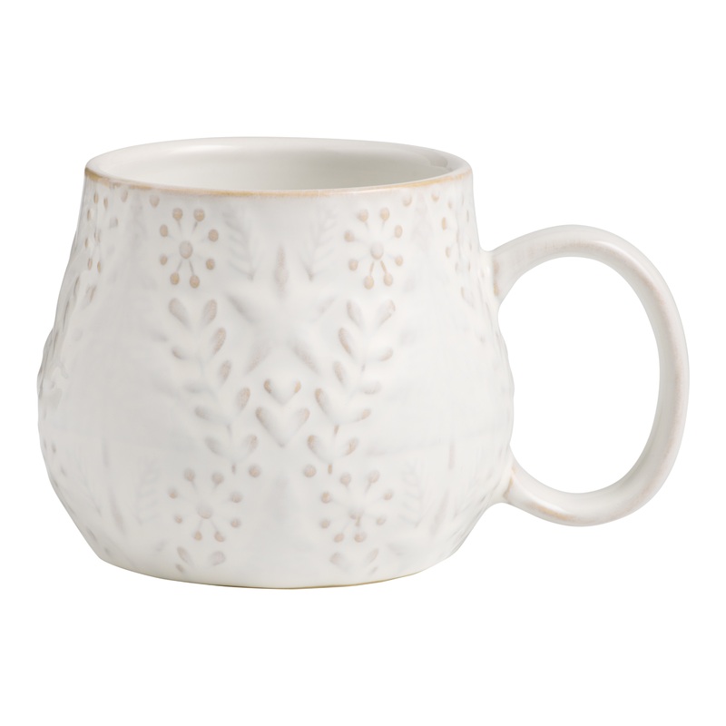 White Winter Botanical Reactive Glaze Ceramic Mug