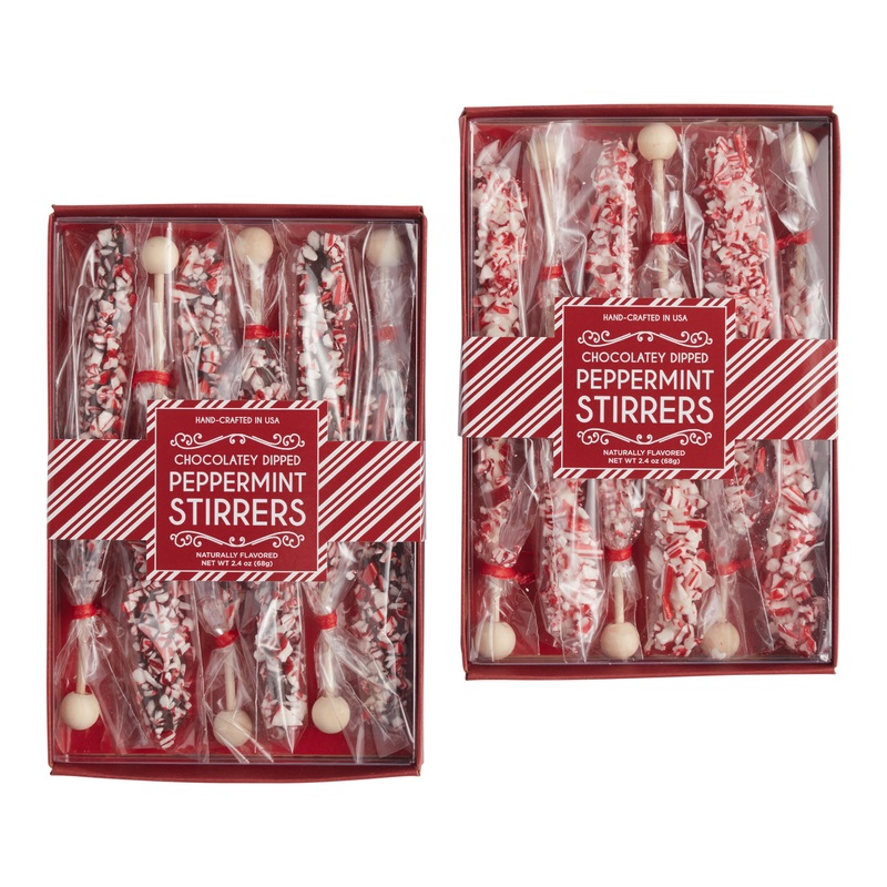6 Pack Chocolatey Dipped Peppermint Stirrers Set of 2