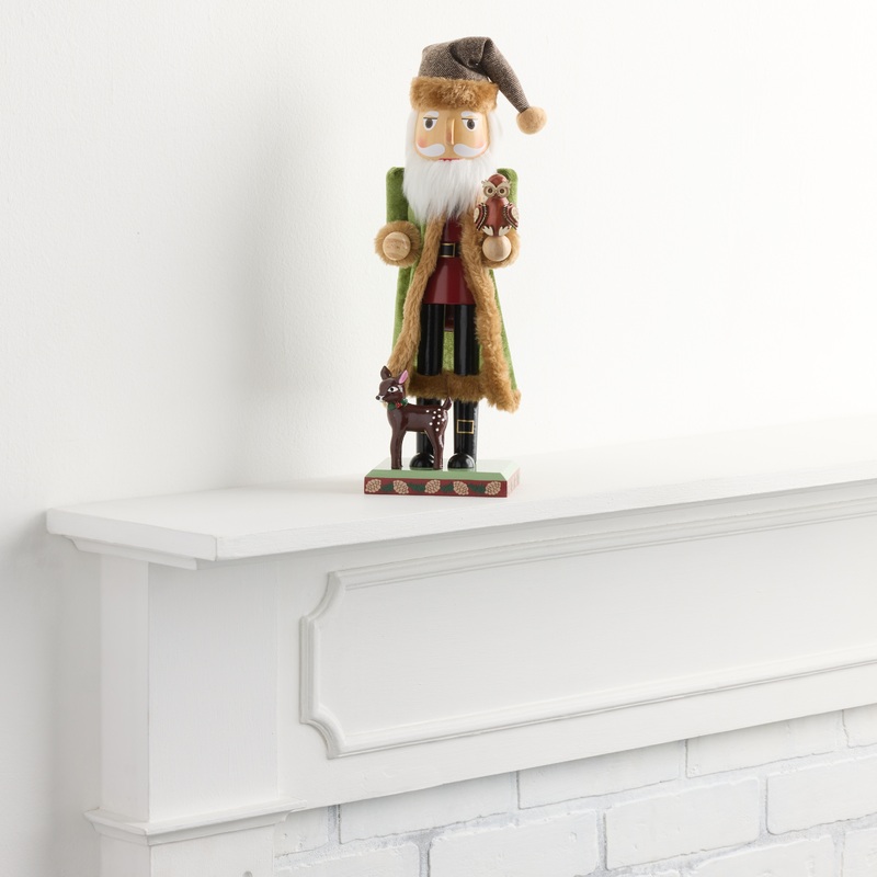 Woodland Nutcracker with Owl and Deer Decor