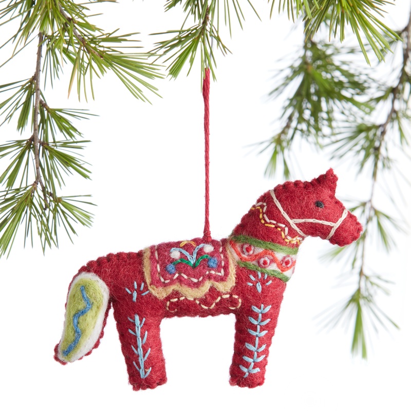 Wool Swedish Dala Horse Ornament