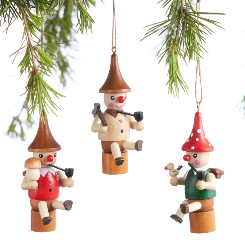 Wood Woodsman Ornaments Set Of 3